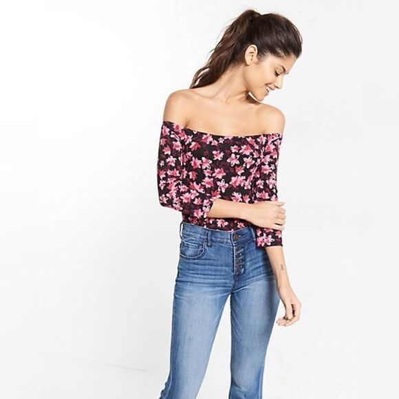 ✨HP✨Express Floral Off The Shoulder Bodysuit✨ - Picture 1 of 2